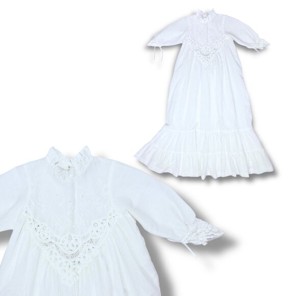 Vintage 1970s White Victorian Christening Gown Heirloom Baptism Gown 6-12m - Picture 1 of 16